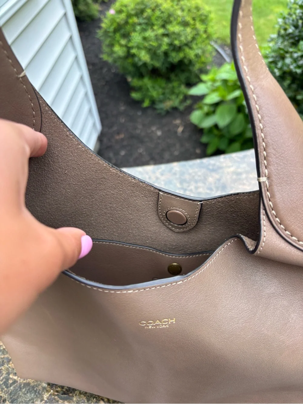 Coach Brooklyn Shoulder Bag 28 Natural Grain Leather Brown Taupe